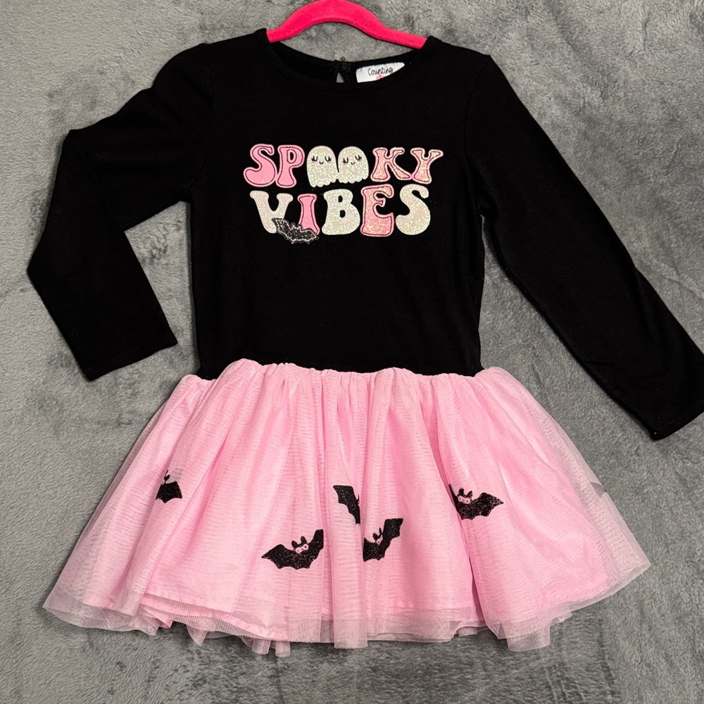 Counting Daisies "Spooky Vibes " Little Girls Size 6 Long Sleeve Dress Halloween